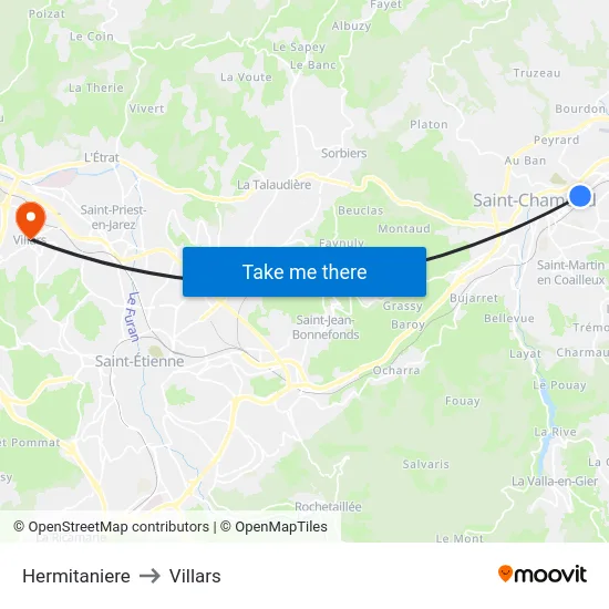 Hermitaniere to Villars map