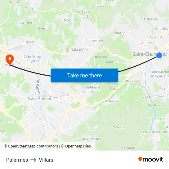 Palermes to Villars map