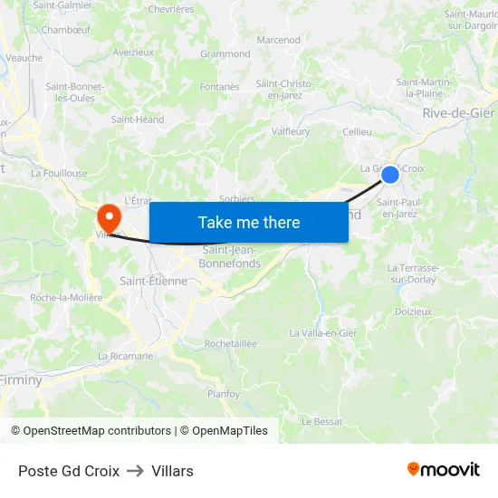 Poste Gd Croix to Villars map
