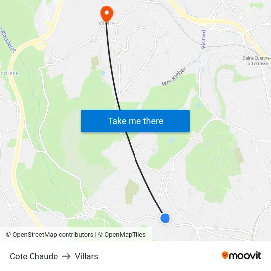 Cote Chaude to Villars map