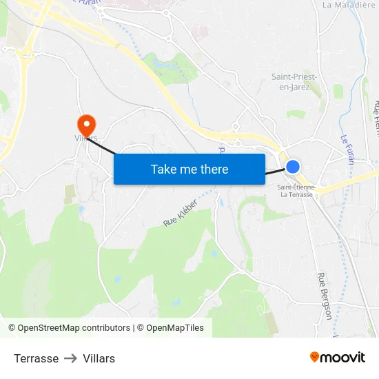 Terrasse to Villars map