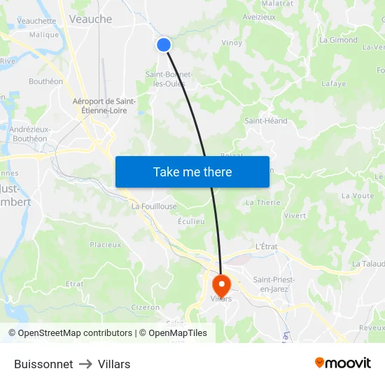 Buissonnet to Villars map