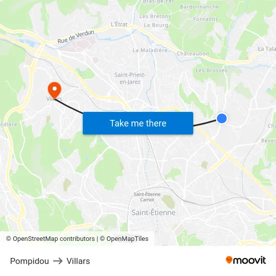 Pompidou to Villars map