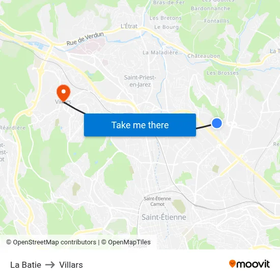La Batie to Villars map