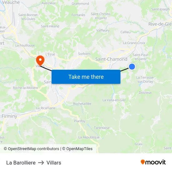 La Barolliere to Villars map