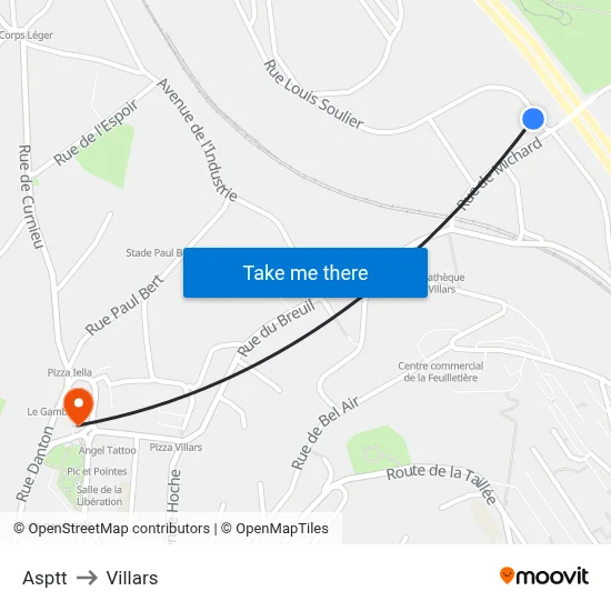 Asptt to Villars map