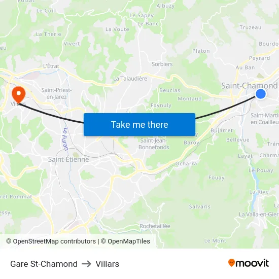 Gare St-Chamond to Villars map