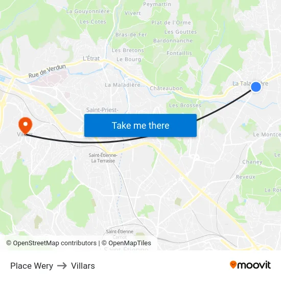 Place Wery to Villars map