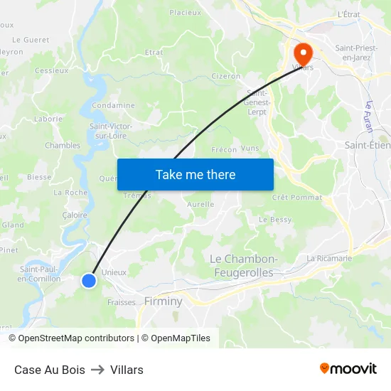 Case Au Bois to Villars map