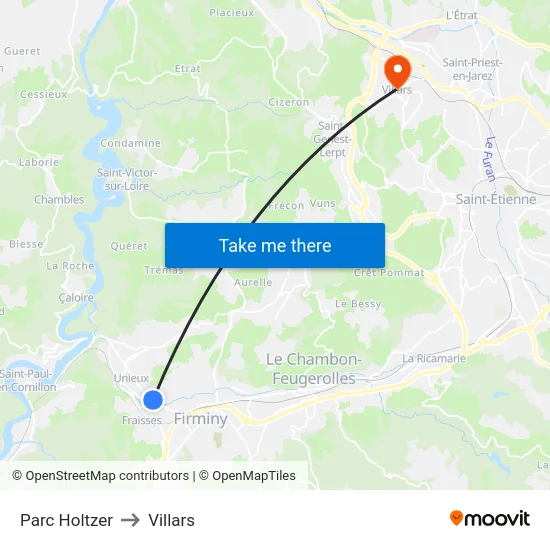 Parc Holtzer to Villars map