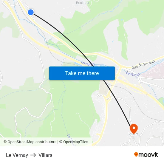 Le Vernay to Villars map