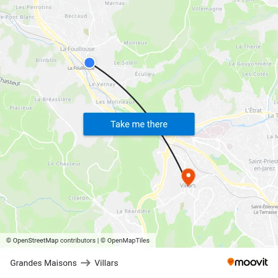 Grandes Maisons to Villars map