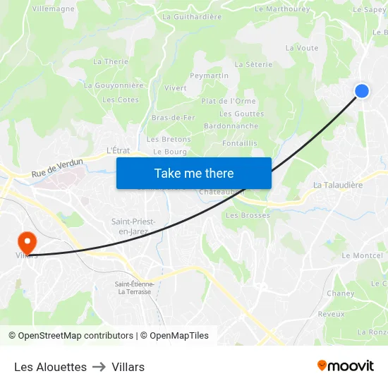 Les Alouettes to Villars map