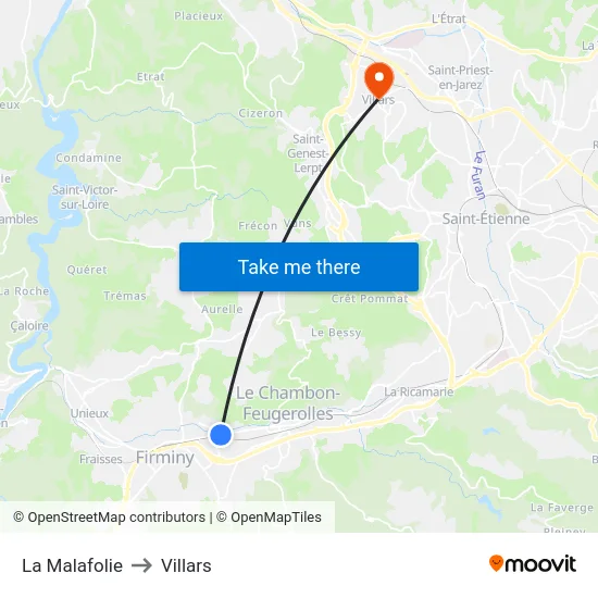 La Malafolie to Villars map