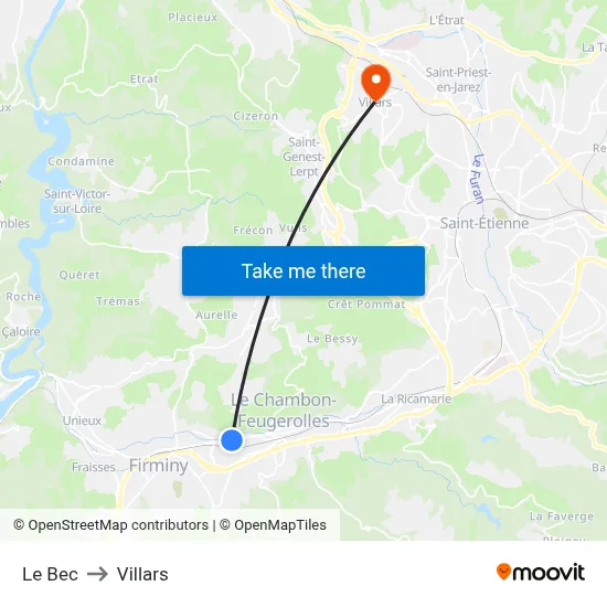 Le Bec to Villars map