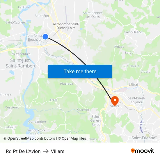 Rd Pt De L'Avion to Villars map