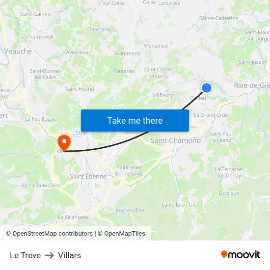 Le Treve to Villars map