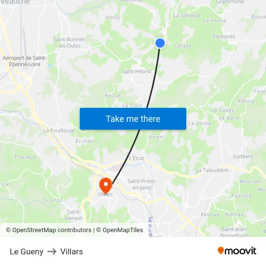 Le Gueny to Villars map