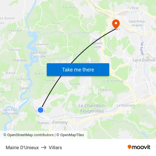 Mairie D'Unieux to Villars map