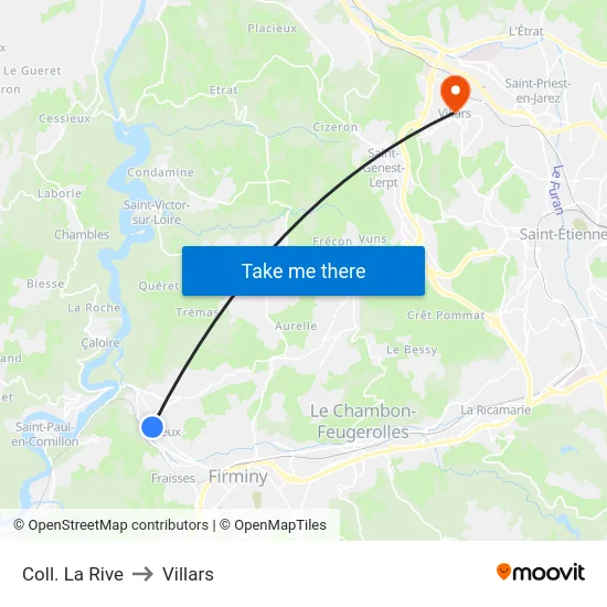 Coll. La Rive to Villars map