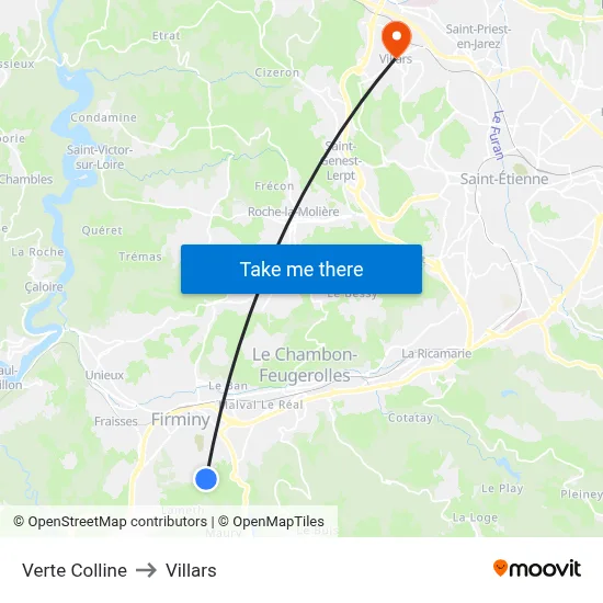 Verte Colline to Villars map