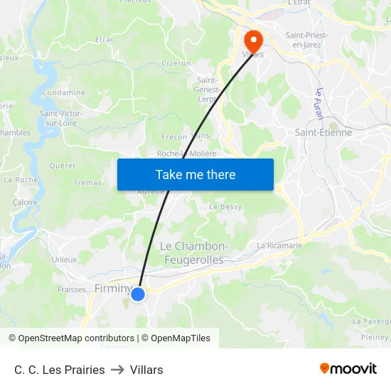 C. C. Les Prairies to Villars map