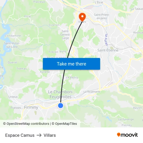 Espace Camus to Villars map