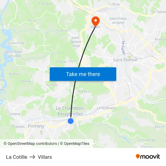 La Cotille to Villars map