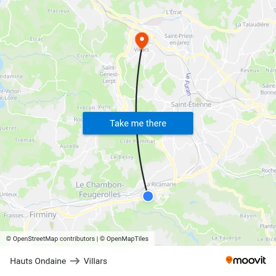 Hauts Ondaine to Villars map