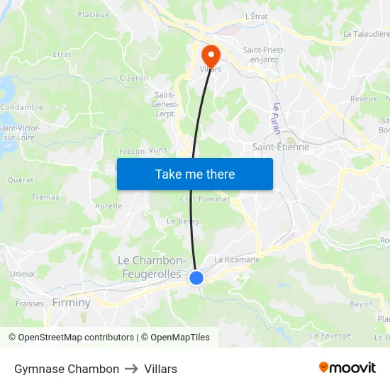 Gymnase Chambon to Villars map