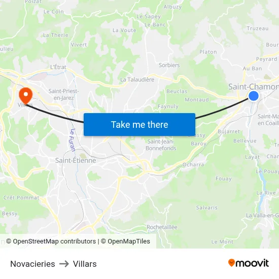 Novacieries to Villars map