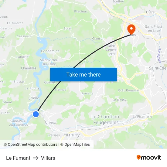 Le Fumant to Villars map