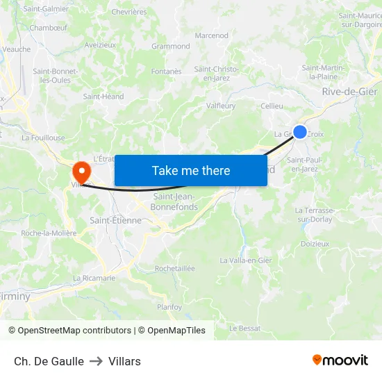 Ch. De Gaulle to Villars map
