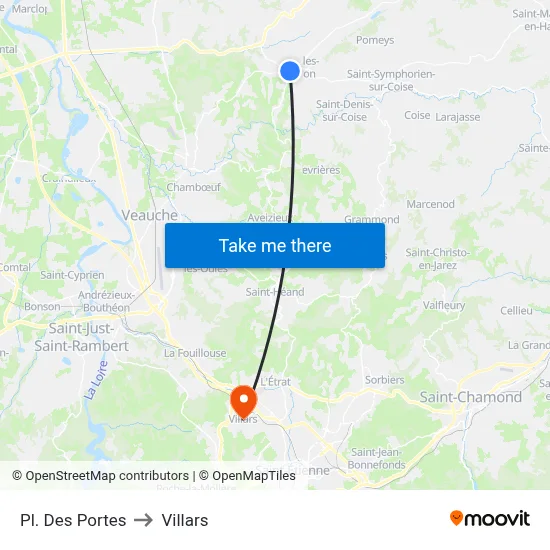 Pl. Des Portes to Villars map