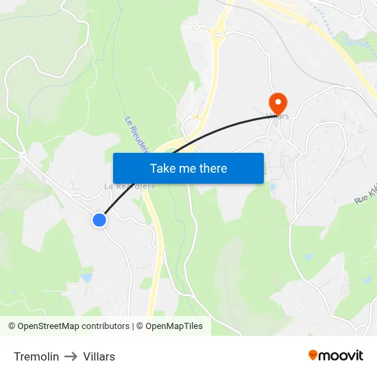 Tremolin to Villars map