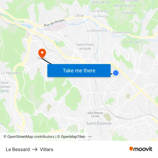 Le Bessard to Villars map