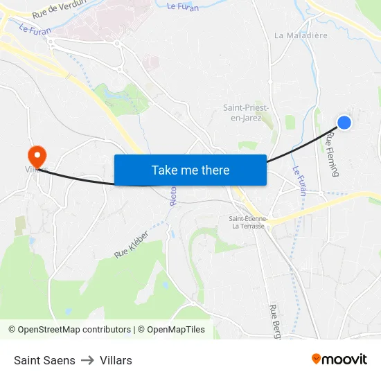 Saint Saens to Villars map