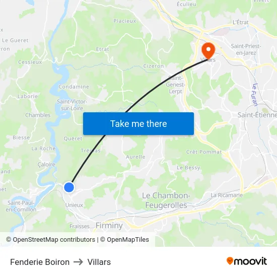 Fenderie Boiron to Villars map