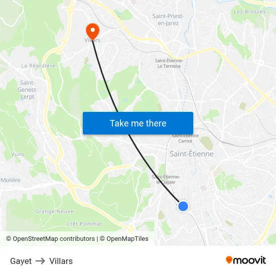 Gayet to Villars map