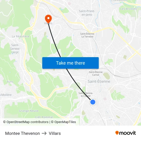 Montee Thevenon to Villars map