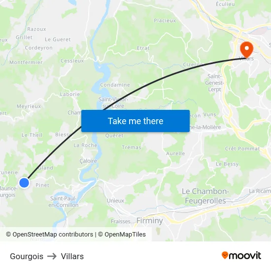 Gourgois to Villars map