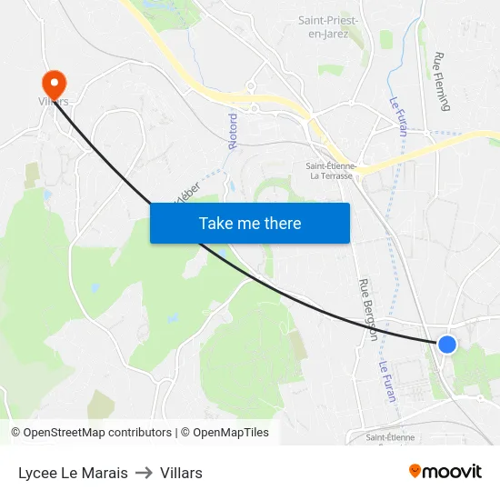 Lycee Le Marais to Villars map
