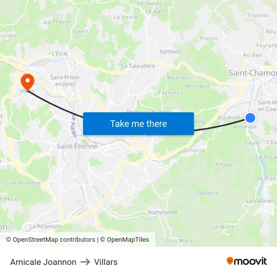 Amicale Joannon to Villars map
