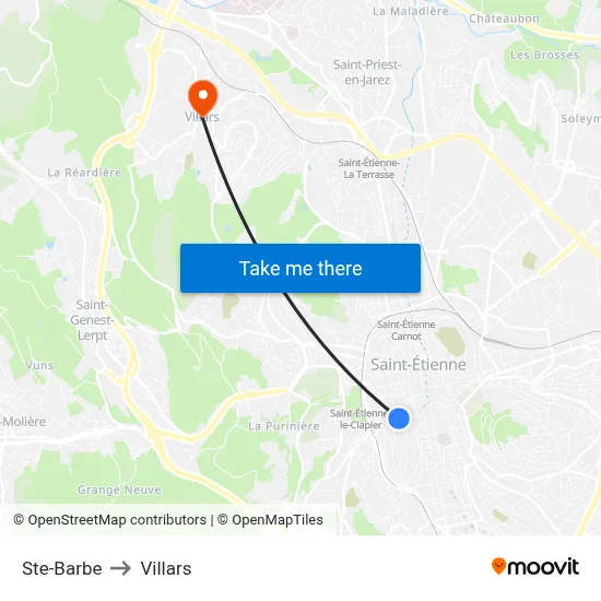 Ste-Barbe to Villars map