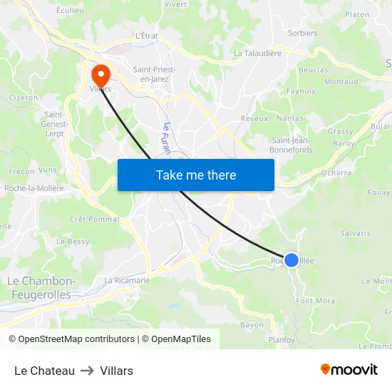 Le Chateau to Villars map