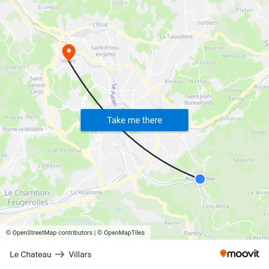 Le Chateau to Villars map