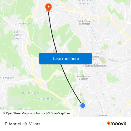 E. Martel to Villars map