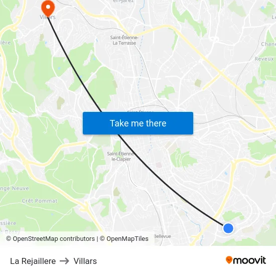 La Rejaillere to Villars map