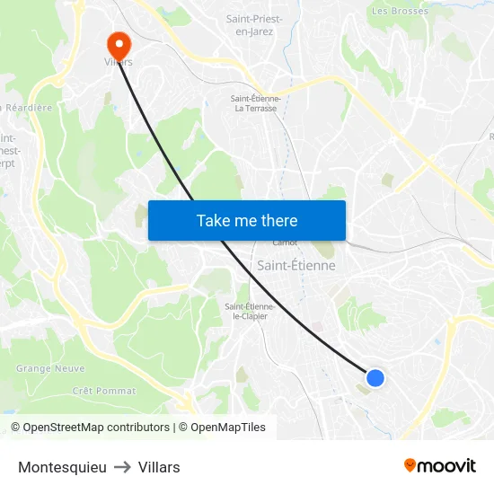 Montesquieu to Villars map