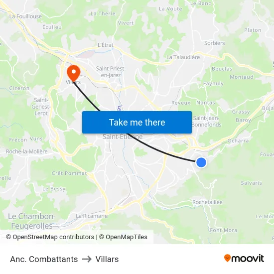 Anc. Combattants to Villars map